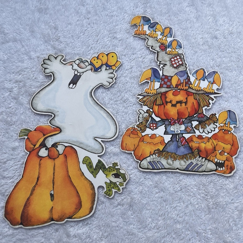 Vintage Halloween Die Cut Decorations Eureka Hallmark Ghost Yard Stakes Lot of 6 - Picture 3 of 14